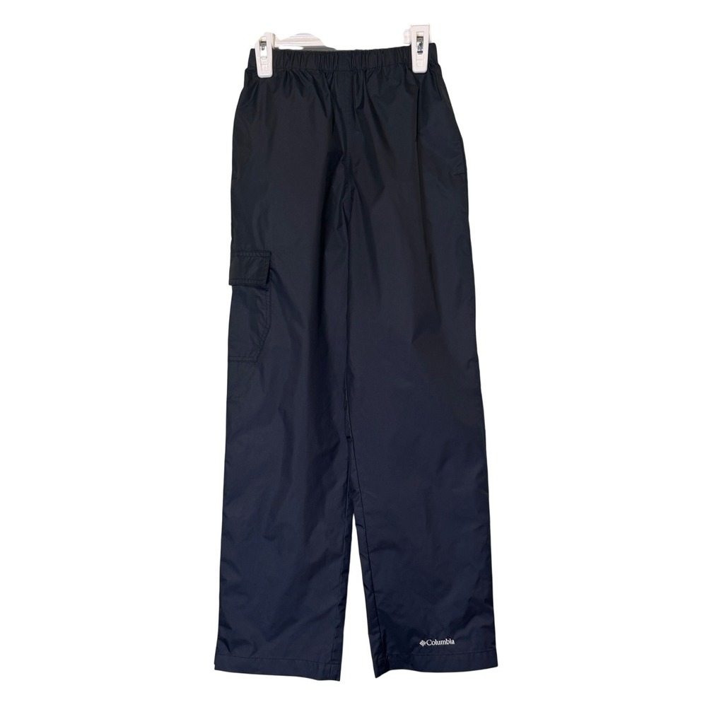Columbia Kids Black Rain Pants RY8037 Cargo Pocket Nylon Outdoor Size M 10/12‎